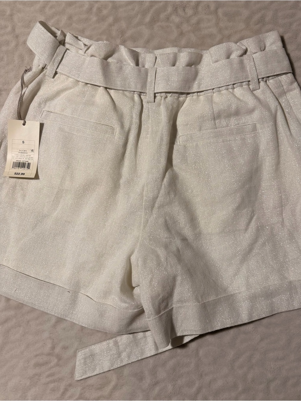 a new day Cream High-Rise Paperbag Shorts with Tie - Picture 2 of 3